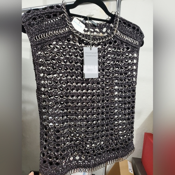 NWT sz 40 (4) Alberta Feretti metallic ring top - Picture 2 of 7